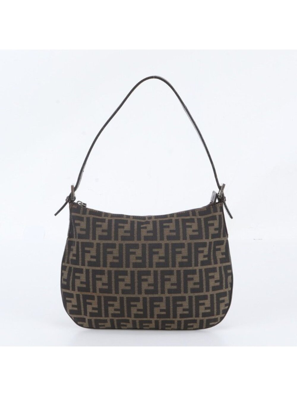 Fendi Zucca Leather Shoulder Bag Tote Hand Brown